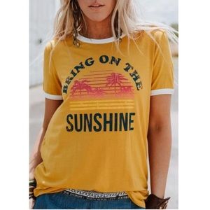 New! Sunshine bohemian ringer tee